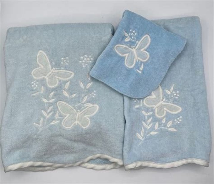 Butterfly Towel Set - 3 piece- Baptism and Christening Towels, Oil Soap, Ladopana Set. Lathopana Set Sweet Girl Towel Set
