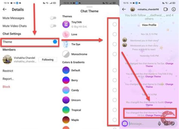 How to change instagram chat theme