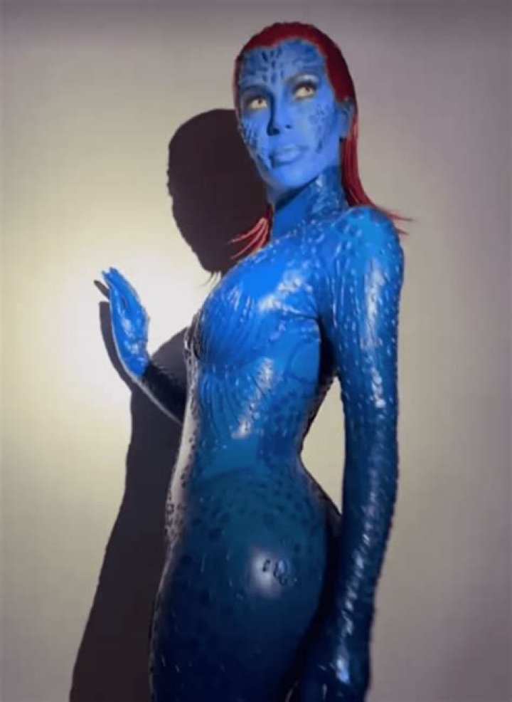 Kim Kardashian Dressed As The Enigmatic Mystique From X-Men On Halloween
