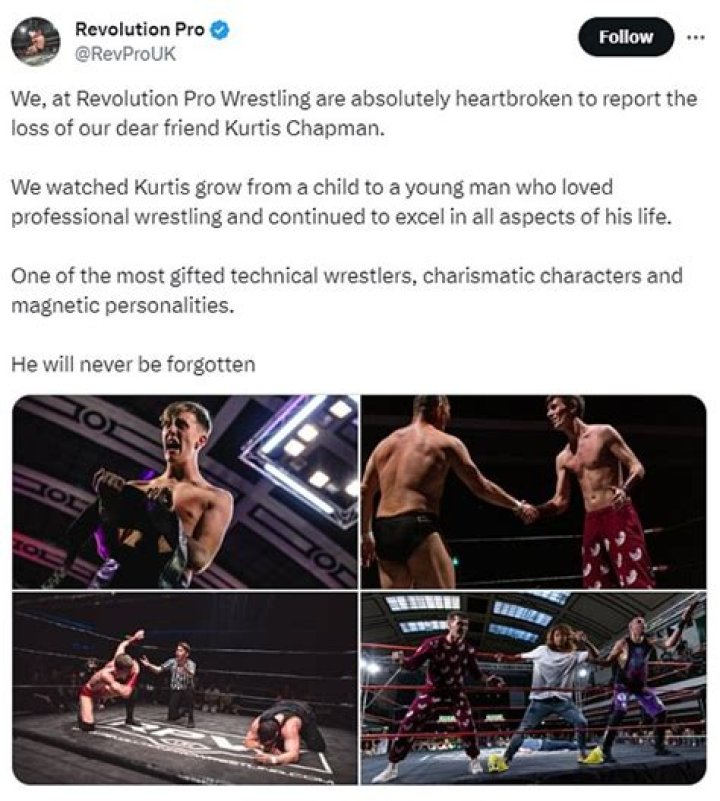 Kurtis Chapman: British pro wrestler dies aged 26