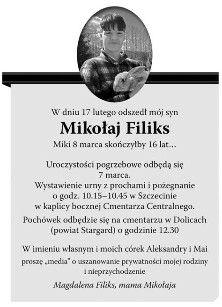 Mikolaj Filiks Dies By Suicide Magdalena Filiks, MP’S Son