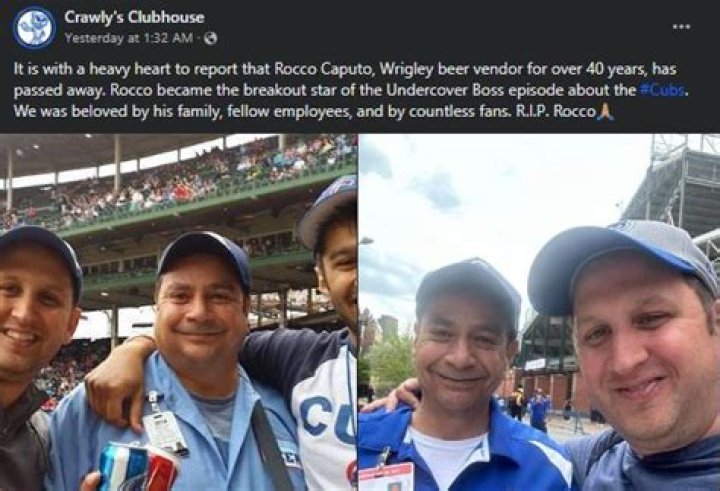 Rocco Caputo Obituary, Wrigley Field vendor who appeared on ‘Undercover Boss