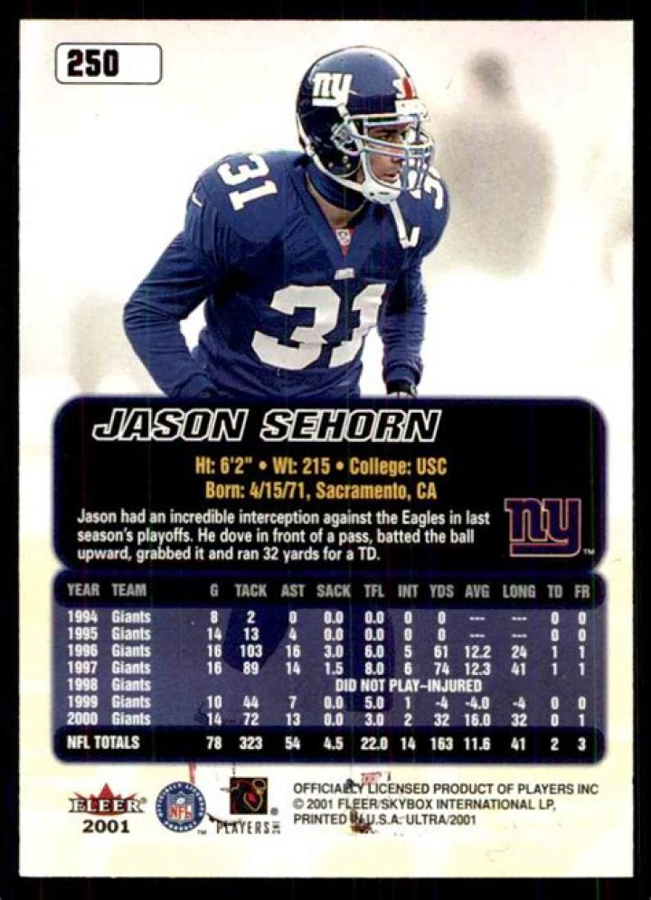 Who is Jason Sehorn? See Net-worth, Quote, Awards, Fact, Wiki