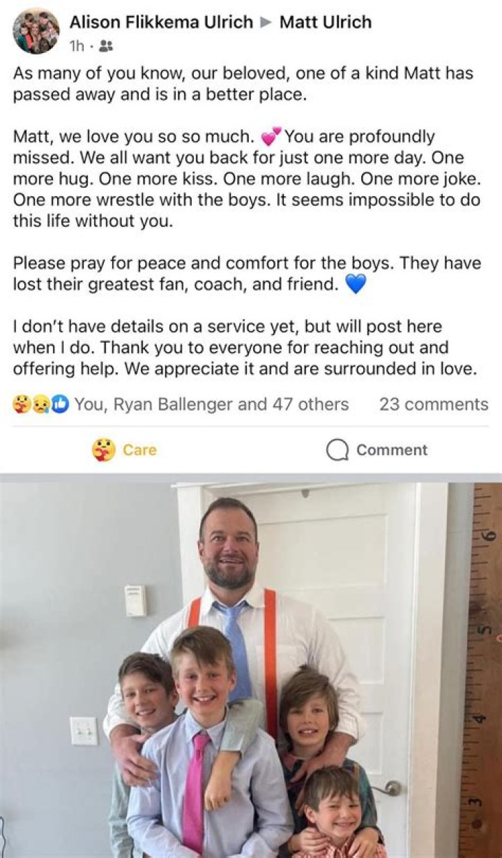 Who is Matt Ulrich’s wife Alison Ulrich?